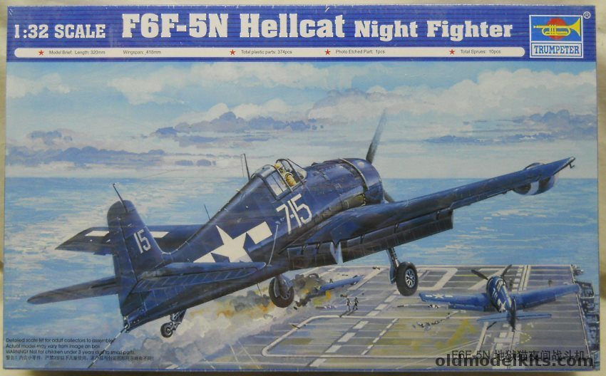 Trumpeter 1/32 Grumman F6F-5N Hellcat Nightfighter, 02259 plastic model kit